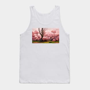 Cherry Blossom Tree Landscape Tank Top